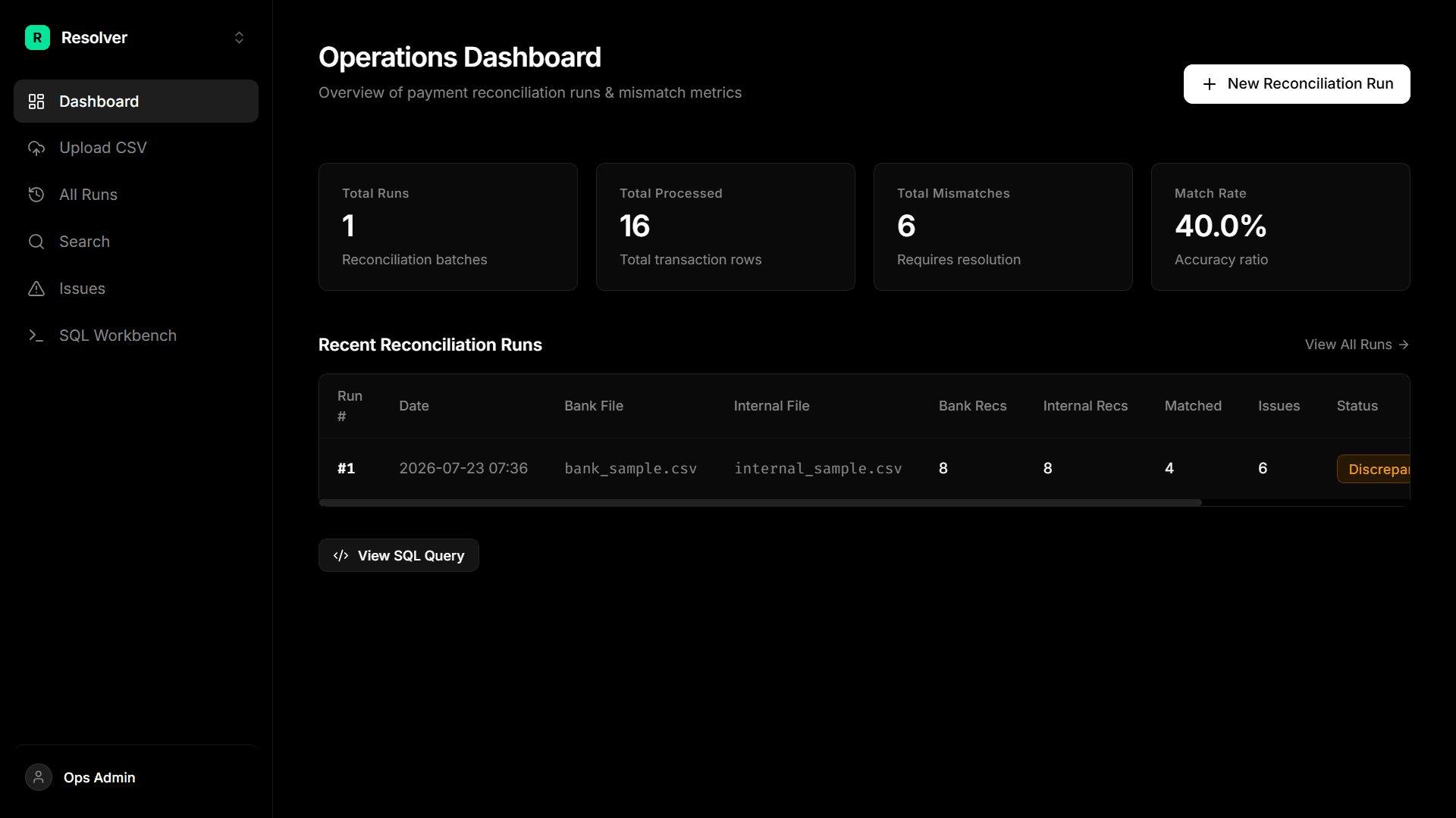 Resolver: Payment Reconciliation System